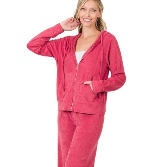 Zenana Zip up hoodie jacket and pants - Picture 2 of 6